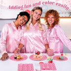 Funnymoom 400 Pcs Pink Polka Dot Party Supplies for 50 Guests White Polka Dot Paper Plates and Napkins Knives Spoon Fork Cup Set Cutlery for Birthday Wedding Bridal Shower Pink Girl - Image 5