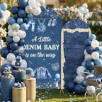 Serencatcher 7.2ft 6ft Denim Blue Jean Baby Shower Arch Backdrop Cover 2pcs - Image 4