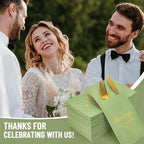 FYSUIMU 100 Pcs Wedding Linen Feel Napkins Sage Green Gold Foil Pocket Disposable Flatware Airlaid Paper Napkin Prefolded Dinner Guest Hand Towel For Wedding Engagement Bridal Baby Shower Party Decor - Image 4