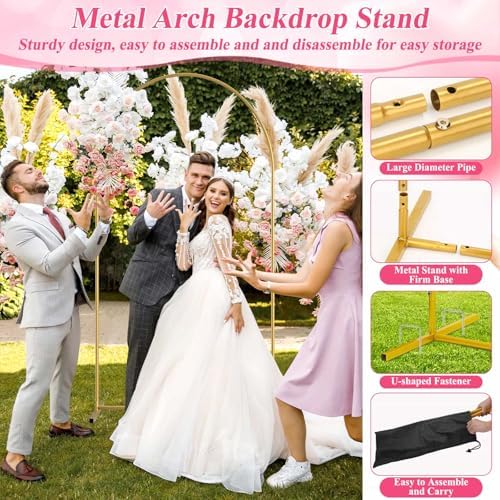 7.2FT Wedding Arch Backdrop Stand and White Cover Set for Party Event Decor - Image 2