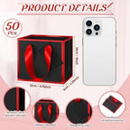 Yeaqee 50 Pcs Mini Metallic Paper Gift Bags with Handle, Black, Red - Image 2