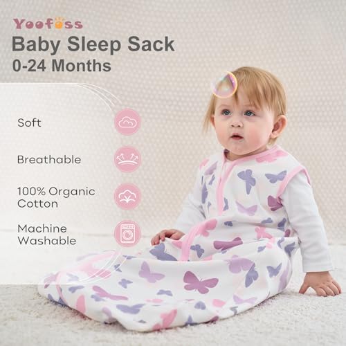 Yoofoss Baby Sleep Sack 12-18 Month 0.5TOG 100% Organic Cotton 2-Way Zipper - Image 2