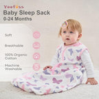 Yoofoss Baby Sleep Sack 6-12 Month 0.5TOG 100% Organic Cotton 2-Way Zipper - Image 2