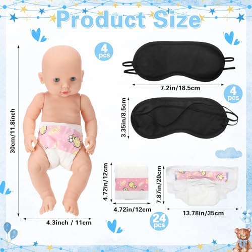 RoundFunny 33 Pcs Baby Shower Diaper Changing Game Supplies, Cute Bear - Image 2
