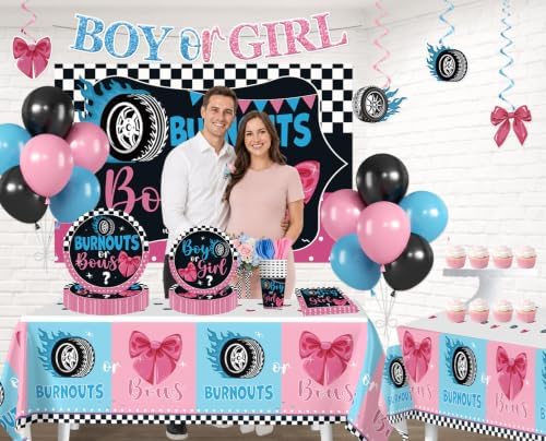 Xynic 145pcs Burnouts or Bows Gender Reveal Decorations, Serves 20 - Image 3