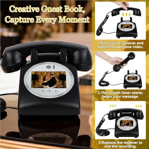 Video Audio Guest Book Wedding Phone, 1080P Video Guestbook Phone for Wedding, Bridal Shower, Birthday Party, Baby Shower, Anniversary Engagement (Matte Black) - Image 5