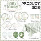 VioraWhite 183 Pcs Silly Goose Birthday Party Set Classical Sage Green - Image 6