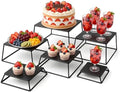 Metal Buffet Risers,6PCS Food Risers for Buffet Table 5in to 10in Display Stand for Catering Dessert Black Cube Boxes Nesting Risers with Hollow Bottoms (Black, 6P-Openwork) by ihomecooker