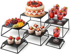 Metal Buffet Risers,6PCS Food Risers for Buffet Table 5in to 10in Display Stand for Catering Dessert Black Cube Boxes Nesting Risers with Hollow Bottoms (Black, 6P-Openwork) by ihomecooker