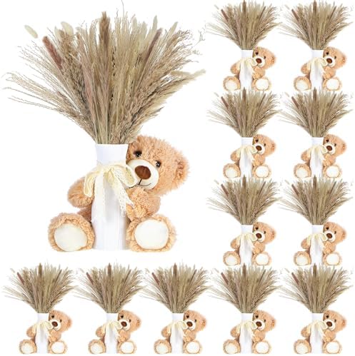 Canlierr 12 Sets Baby Shower Centerpieces Bear Vase Pampas,Ceramics,Boho by Canlierr