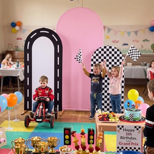 Mindsoft 3 Sets Fast Party Arch Backdrop Cover Racing Backdrop, Pink - Image 7