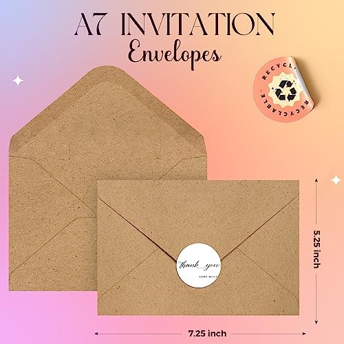 ACSTEP 2400PACK Kraft 5X7 Envelopes,Brown A7 Envelopes Self Seal for Weddings, Invitations, Photos, Postcards, Greeting Cards Mailing,Baby Shower, Graduation With Thank You Stickers - Image 2