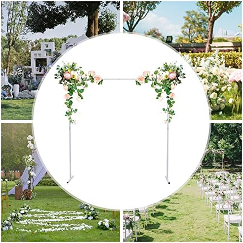 6.6ftx6.6ft Backdrop Stand, White Portable Pipe and Drape Backdrop Stand for Parties Silver Wedding Garden Balloon Arch Frame for Wedding Birthday Parties Banquets Background Decor (6.6x 6.6ft-White) - Image 3