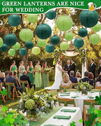 Treela 48 Pcs Paper Lanterns Party Decorations Round, Green Series - Image 6