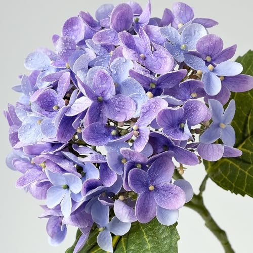 ZYTUYO 4 Pcs Bright Purple Real Touch Hydrangea Artificial Flowers Boho Lifelike Real Looking Latex Hydrangeas Flower with 20'' Long Stem for Indoor Xmas Home Decor Christmas Table Centrepiece - Image 5