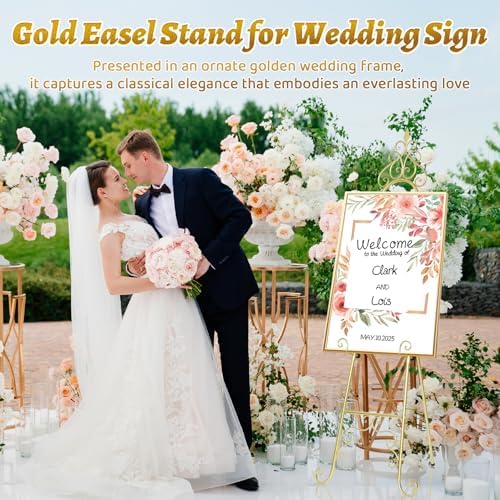Miory Gold Easel Stand for Wedding Sign - 59" H x 22" L x 20" W - Image 3