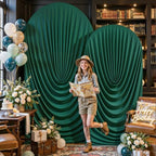 Hunter Green Wedding Arch Backdrop Cover 7.2ft and 6ft Draped Arch Covers Stretchy Backdrop Spandex Balloon Arch Covers for Bridal Shower Baby Shower Engagement Photography Birthday Party Decorations - Image 3