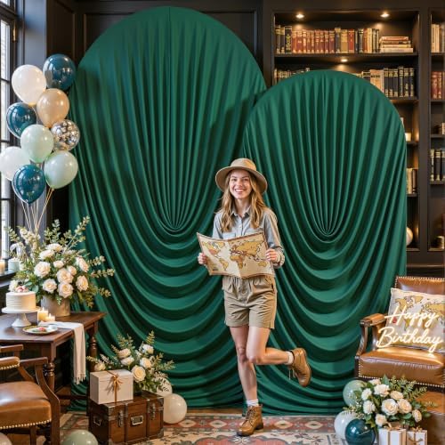 Hunter Green Wedding Arch Backdrop Cover 7.2ft and 6ft Draped Arch Covers Stretchy Backdrop Spandex Balloon Arch Covers for Bridal Shower Baby Shower Engagement Photography Birthday Party Decorations - Image 3