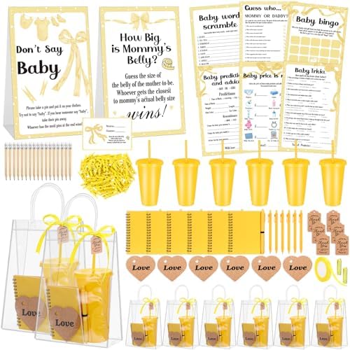 Dunzoom 461 Pcs Funny Baby Shower Games with Prize for Guest Winner, Yellow by Dunzoom