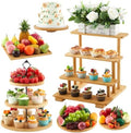 Roowest Set of 6 Wood Dessert Table Display Stands 3 Tier,Bamboo by Roowest