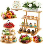 Roowest Set of 6 Wood Dessert Table Display Stands 3 Tier,Bamboo by Roowest