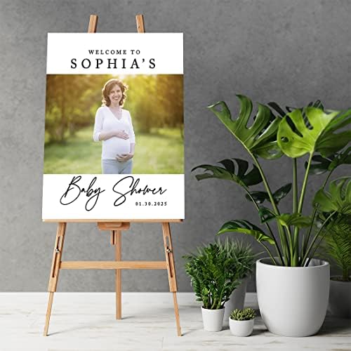 Andaz Press 16"x20" Personalized Canvas Baby Shower Welcome Sign, Custom Photo Modern Classic Gender Neutral Large Welcome Baby Shower Sign for Easel Stand, Baby Shower Decorations - Image 2