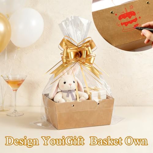 24 Pcs Basket for Gifts Empty Kraft Empty Gifts Baskets with Handle - Image 3