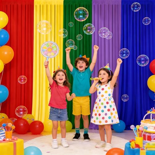 10x7FT Rainbow Backdrop Curtains - 5 Panels Colorful Curtain Backdrop for Party Decorations, Wrinkle-Resistant Cloth Backdrop for Birthday, Baby Shower, Wedding, Photography Background - Image 5