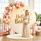 GALLETY 7.2FT Ivory Round Backdrop Cover with String Lights, Adjustable Fit for 5FT–7.2FT Circle Arch Stands, 4 Metal Clips & 24 Clear Clips, Circle Backdrop Cover for Wedding, Birthday & Baby Shower - Image 6