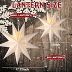 Youyole 12 Set Christmas Paper Star Lantern with Lights, 9 Pointed - Image 3