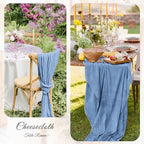 12Pack Dusty Blue Cheesecloth Table Runner 10FT Wedding Party Decor - Image 5