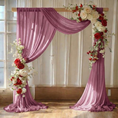 Pack of 2 Wedding Arch Drape Panel Fabric 30" x 100ft - Mauva by MDS
