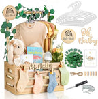 Wooden Baby Shower Crate Closet - Personalized Baby Gift Baskets with Hangers, Large Newborn Boys Girls Clothes Storage Box for Newborn New Parent by %E2%80%8EGIFTACITY