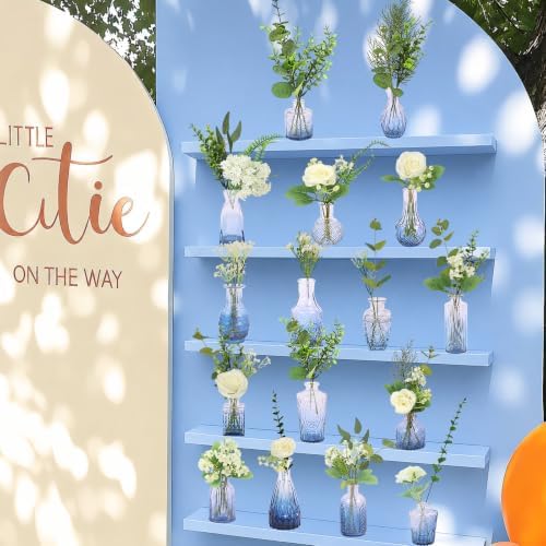 WARMALL Artificial Flowers with Vases, 16 Pcs Blue Bud Vases, & 81 Pcs Artificial Plants DIY Set Suitable for Centerpieces Table Weddings Party Office and Indoor Decor Mini Small Glass Clear - Image 6