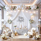 20ftx12ft Wrinkle Free White Backdrop Curtains for Parties, 4 Panels Silky Polyester Photo Backdrop Drapes 12FT Long Back Drop Cloth for Wedding Birthday Photography Background Decor - Image 4