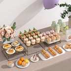 ELITEROO Buffet Risers, 3 Pack Wood Risers Display Stand, Square Food Riser - Image 3