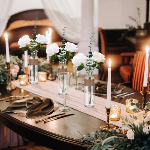 Qinyoung 10 Set Clear Glass Vase with Flowers Centerpiece for Bridal Shower - Image 6