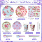 450 Pcs Tableware Set, Serve 50, Vintage Color, Vintage Floral - Image 2