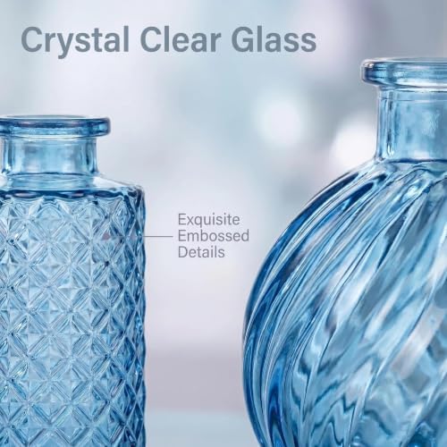24PCS Mini Bud Vases As Wedding Centerpieces for Tables,Clear Bud Vases for Flowers,Small Flower Vases Suitable for Birthday Party,Anniversary,Wedding Reception,Baby Shower (Blue, 24PCS) - Image 3