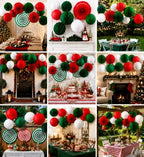 21PCS Red Green White Paper Lanterns Christmas Party Decorations - Image 6
