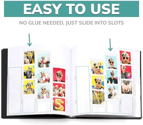 PBF (1 Pack) Photo Booth Album, Guest Book with 2x6 Clear Picture Inserts, Black Cover with Plastic Sleeves & White Pages, Scrapbook Album for Photo Strips, Memory Book, Wedding, and Baby Showers - Image 5
