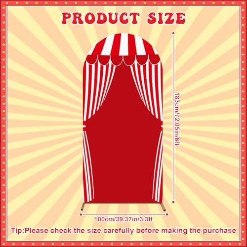 6 FT Carnival Circus Theme Arch Backdrop Cover Circus Tent Red White Stripe - Image 2