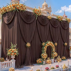 40x12ft Brown Backdrop Curtains for Parties Wrinkle Free Fabric Backdrop Curtain Birthday Photo Drapes Backdrop for Wedding Baby Shower Bridal Shower Photo Shoot Photography Back Drop 8 Panels 5x12FT - Image 5