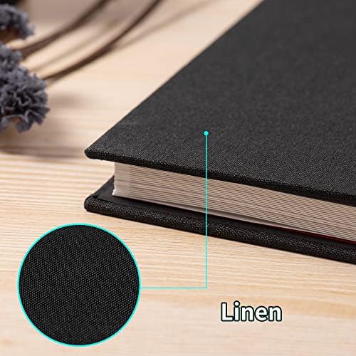 Large Photo Album Self Adhesive 4x6 5x7 6x8 8x10 Pictures Scrapbook Magnetic Album DIY Scrap Book 60 Sticky Pages Linen Cover DIY Photo Album with A Metallic Pen and DIY Accessories(Black), 11"x10.8"60 Pages - Image 4