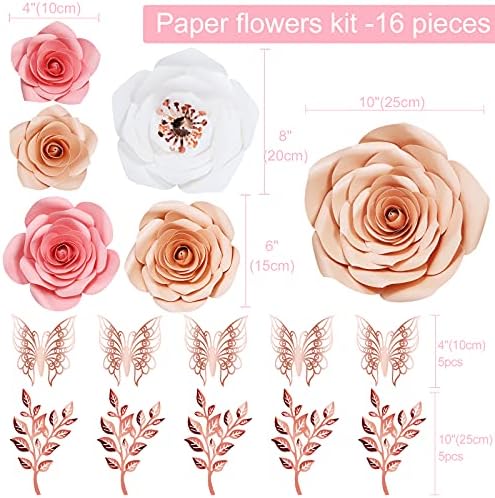 Paper Flowers Decorations for Wall, Large 3D Artificial Fake Flower Wall Decor Baby Girl Boy Nursery Room, Bridal Shower, Wedding Centerpiece, Party Backdrop - Image 6