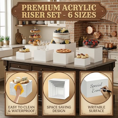 6 PCS Acrylic Buffet Risers Nesting Food Display Stands 10" to 5" - Image 3