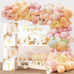 Little Pumpkin Baby Shower Decorations Party Supplies for Girl, Rustic Fall Autumn Baby Shower Decoration, A Little Pumpkin is on The Way Backdrop Balloon Arch Baby Box Mom to Be Sash Tablecloth by BSMIEFUS