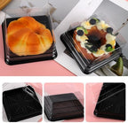 Hewnda 100 Pack Black Cake Pans,Bottom 5Inch X Heigh 2.2Inch Clear plastic mini cake box muffins box cookies box wedding birthday gift box - Image 3