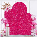 MODFUNS Hot Pink Wedding Arch Cover Sequins Arch Cover Set of 3 Spandex Arch Stand Covers 6ft 6.6ft 7.2ft Sparkle Backdrop Covers Rustic Fitted Arch Covering for Wedding Party Reception by MODFUNS