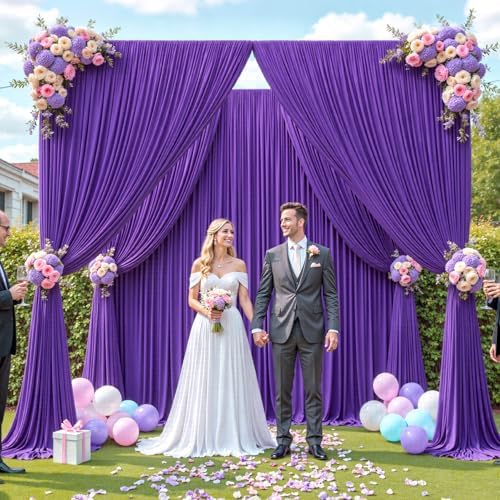 20ft x 12ft Purple Backdrop Curtains Wrinkle Free Backdrop Curtain for Wedding Parties Purple Fabric Backdrops Drapes Back Drop Cloth Bridal Shower Stage Curtains Wedding Decorations for Reception - Image 4